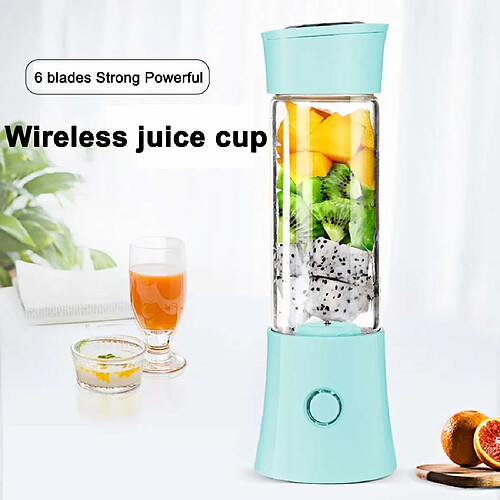 Vendos85 Blender électrique Smoothie 0,48L 100W avec mini USB rechargeable bleu