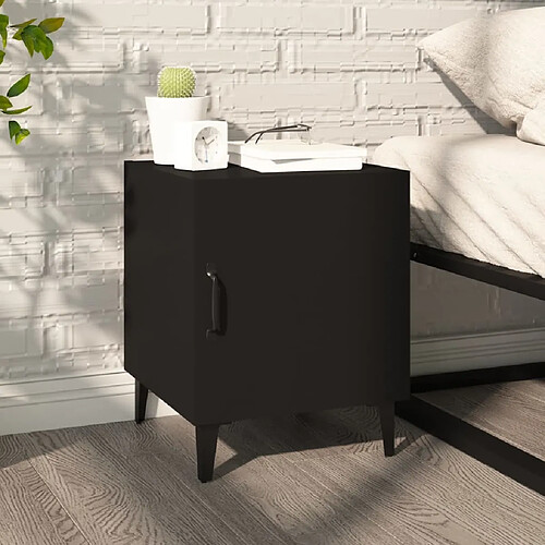 Maison Chic Table de chevet,Table de nuit,Table d'appoint pour salon Noir Bois d'ingénierie -MN61411