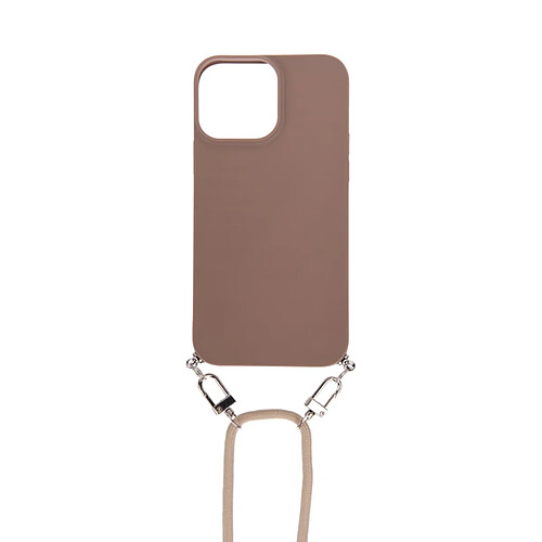 Eko Coque pour iPhone 13 avec Cordon en Nylon et Chaîne en Résine Marron