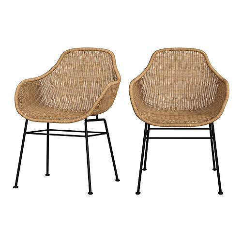 Rendez Vous Deco Chaise Carmela en résine tressée naturelle (lot de 2)