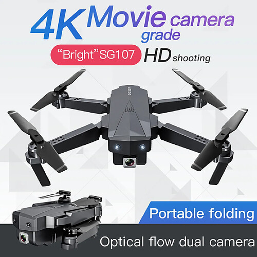 SG107 Drone 4K avec caméra Quadricoptère pliable à positionnement de flux optique WiFi FPV