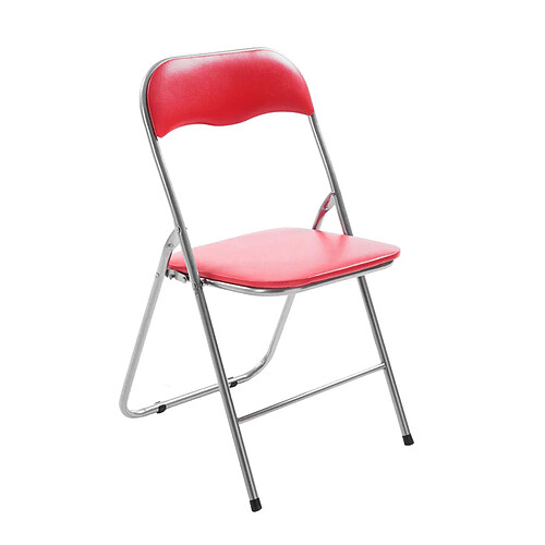 Decoshop26 Chaise de cuisine pliable rouge pied en métal chromé MED10009