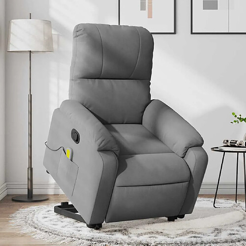 vidaXL Fauteuil inclinable de massage gris foncé tissu microfibre