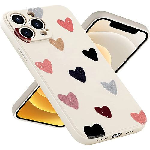 Compatible avec iPhone 13 Pro Max pour femmes filles Design mignon en silicone souple Protection de l'appareil photo Coque de protection en forme de cœur pour iPhone 13 Pro Max 6,7" (Coeur)