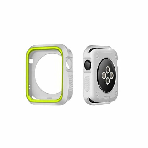 PHONECARE Coque Military Anti-Impact DoubleColor pour Apple Watch Series SE - 44mm - Gris / Vert fluorescent