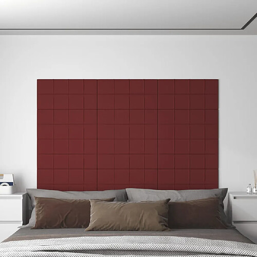 vidaXL Panneaux muraux 12 pcs Rouge bordeaux 60x30 cm Tissu 2,16 m²