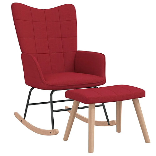 Maison Chic Chaise à bascule avec tabouret | Fauteuil Relax Rouge bordeaux Tissu -GKD62510