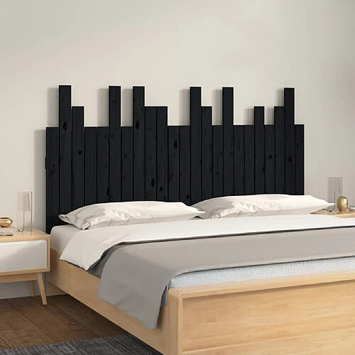 Maison Chic Tête de lit scandinave pour lit adulte,Meuble de chambre murale Noir 146,5x3x80 cm Bois massif de pin -MN10176