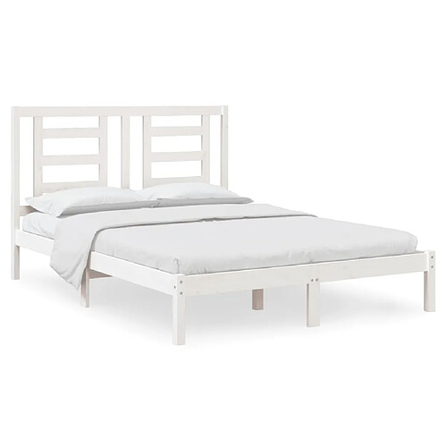 Maison Chic Lit Moderne Chambre - Cadre/structure de lit pour adulte Blanc Bois de pin massif 140x200 cm -MN72193