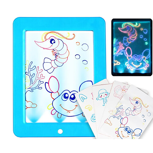 YP Select LED Lumineux Dessin Planche Électronique 3D Stéréo Fluorescent Écrit Conseil Enfants Lumineux Peinture Conseil-Bleu