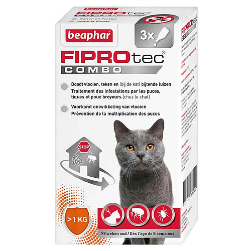 Pipettes Anti-tiques Fiprotec Combo pour Chat - Beaphar - x3