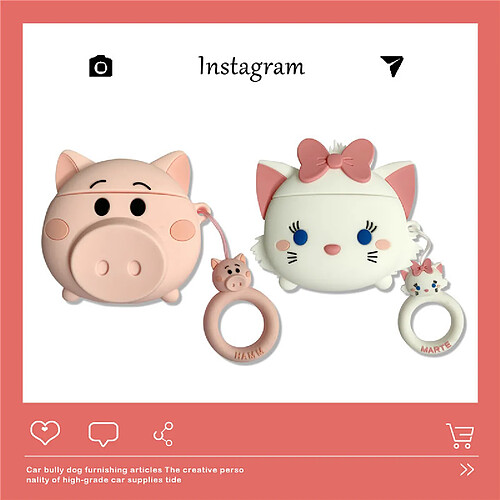 GUPBOO Airpods Coque Housse Étui Protecteur Compatible pour AirPods Pro-dessin animé mignon chat cochon