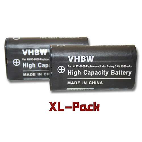 vhbw 2 batteries 1200mAh pr Kodak Easyshare Z612, Z712 IS, Z812 IS, Z1012 IS, Z1015 IS, Z1085 IS, Z1485 IS, Z8612 IS, ZX1 HD remplace Klic-8000, DB-50