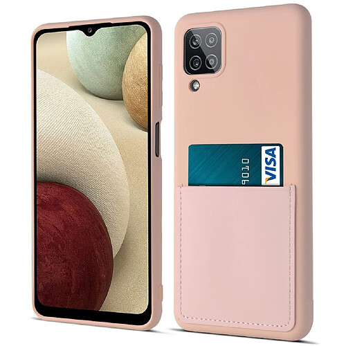 Coque en silicone anti-rayures avec porte-carte rose pour votre Samsung Galaxy A12 5G