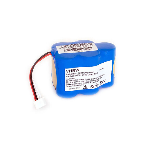 vhbw Ni-MH Batterie 3300mAh (6V) aspirateur Ecovacs Deebot D62, D63, D65, D73, D73n, D76, D77, D79 comme 945-0006, 945-0024, 205-0001, LP43SC3300P5