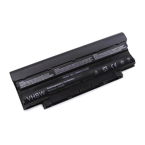 vhbw Batterie compatible avec Dell Inspiron 13R Ins13RD-438, 13R-N301, 13R-N301R, 13R-N3110, 13R-T510 ordinateur portable (6600mAh, 11,1V, Li-ion)