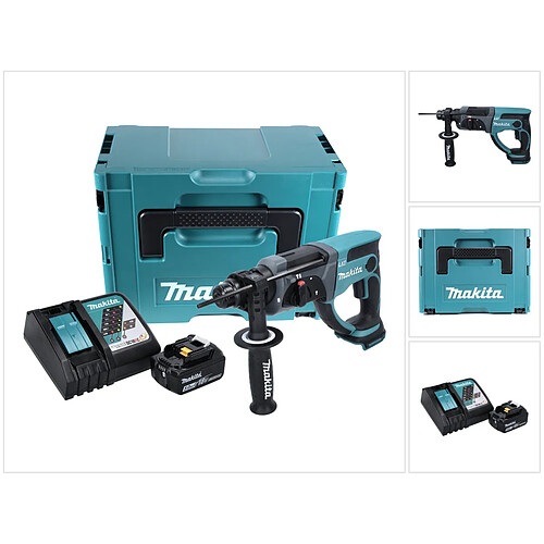 Makita DHR 202 RT1J 18 V Perforateur Burineur SDS-Plus avec boîtier Makpac + 1x Batterie 5,0 Ah + Chargeur