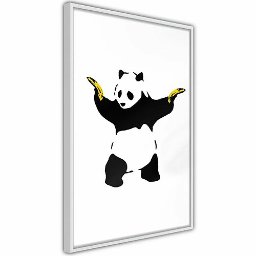 Paris Prix Affiche Murale Encadrée Banksy Panda With Guns 20 x 30 cm Blanc