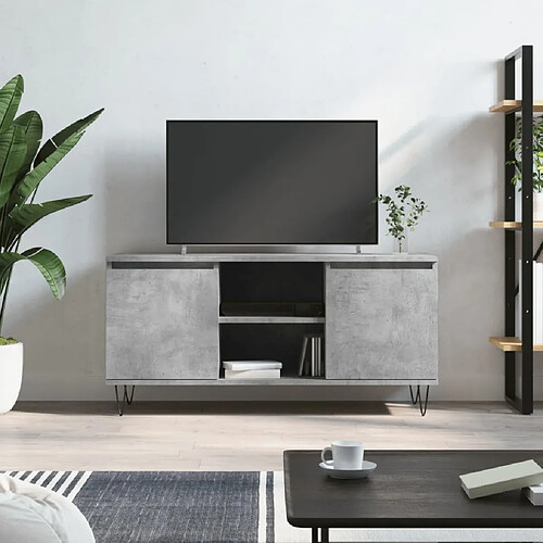 vidaXL Meuble TV gris béton 104x35x50 cm bois d'ingénierie