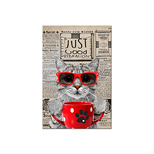 Artgeist Tableau - Cat With Coffee (1 Part) Vertical [60x90]