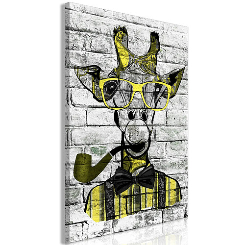 Artgeist Tableau - Giraffe with Pipe (1 Part) Vertical Yellow [80x120]