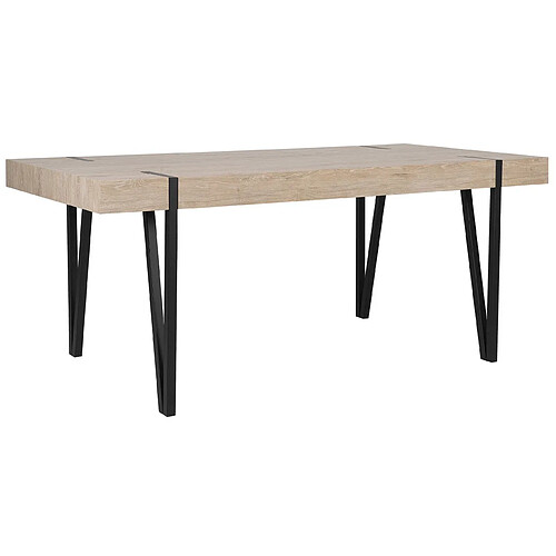 Beliani Table 180 x 90 cm bois clair et noir ADENA