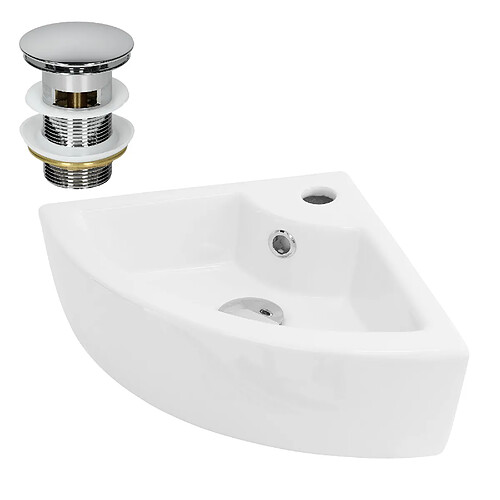 ML-Design Lavabo d'angle blanc céramique à poser/mural avec bonde de vidage 460x330x130 mm