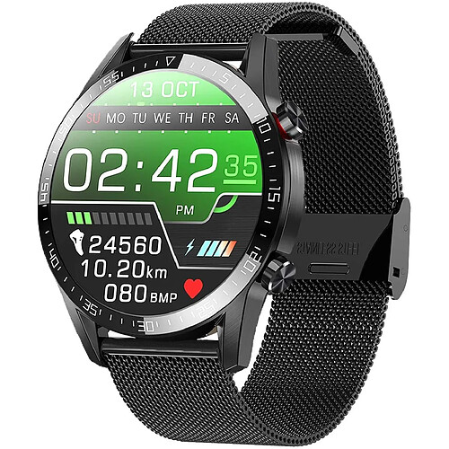 Chrono Montre Connectée,Montre Connectée Homme IP68Etanche Bracelet Connecté Cardio Podometre Smartwatch Sport Fitness Tracker d'Activité Contrôle de la Musique(noir)