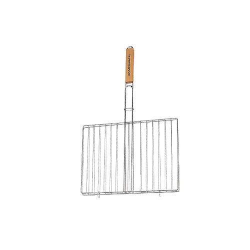 Grille rectangulaire double CAMPINGAZ - pour barbecue - manche en bois - 35x25cm