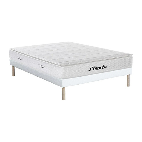 Vente-Unique Ensemble 140 x 190 cm sommier tapissier + matelas ressorts ensachés accueil nano ressorts + mémoire de forme ép.26cm - MIRI de YSMÉE