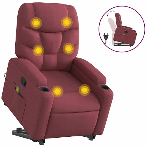 Maison Chic Fauteuil Relax pour salon, Fauteuil inclinable de massage Rouge bordeaux Tissu -GKD68688