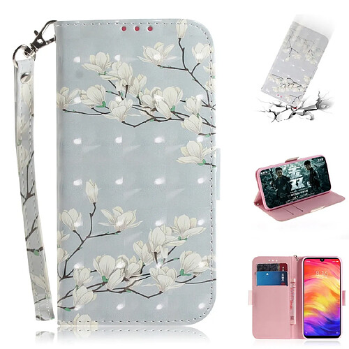 Wewoo Coque Fashion Etui en cuir à rabat avec dessin couleur 3D support fentes pour cartes et portefeuille Galaxy S10 Magnolia