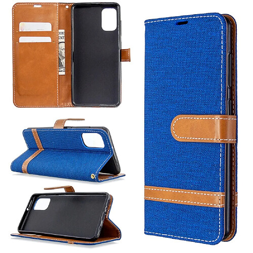 Etui en PU tissu de jeans de couleur assortie bleu clair pour votre Samsung Galaxy A41 (Global Version)