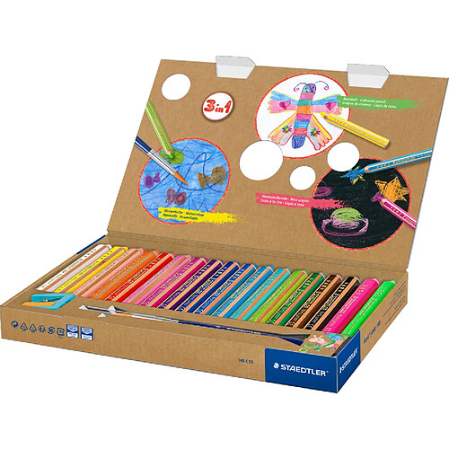 STAEDTLER Crayon de couleur hexagonal buddy, étui carton 18 ()