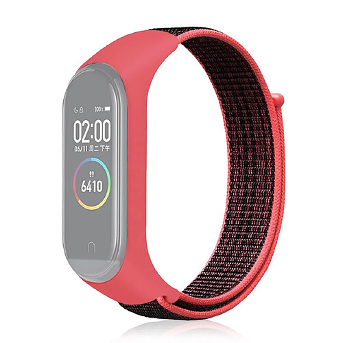 Wewoo Bracelet pour montre connectée Smartwatch en tissé nylon Xiaomi Mi Band 3/4 rouge noir