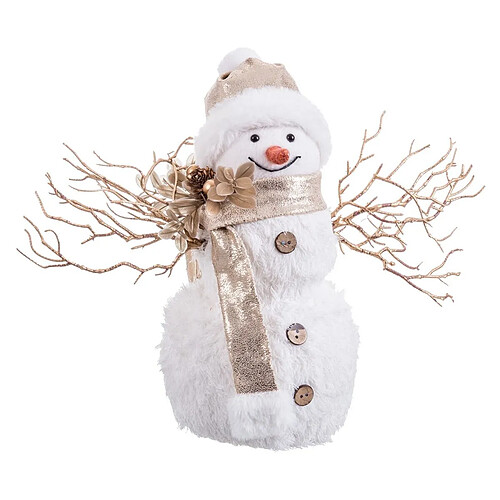 BigBuy Home Décorations de Noël Blanc Or Bonhomme de Neige 24 x 16 x 28 cm