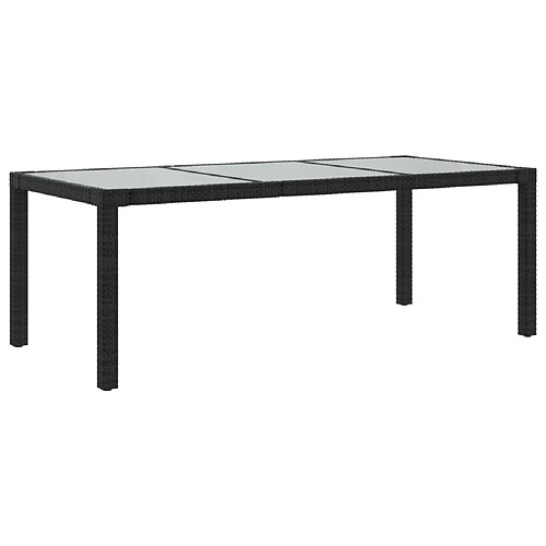 Maison Chic Table de jardin | Table d'extérieur Noir 190x90x75 cm Verre trempé/résine tressée -GKD47977