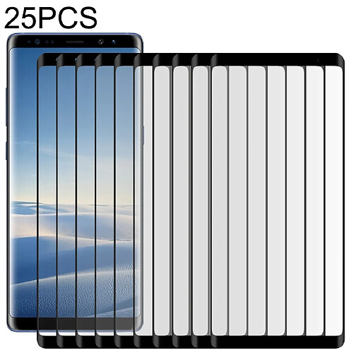 Wewoo Film de verre trempé 25 PCS Pour Galaxy Note8 0.3mm 9H Dureté de Surface 2.5D Bord Courbé Plein Ecran Colle Noir