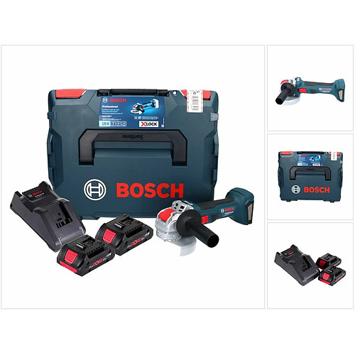 Bosch GWX 18V-7 Professional Meuleuse angulaire sans fil 125mm Brushless X-LOCK 18V + 2x Batteries ProCORE 4,0 Ah + Chargeur + Coffret