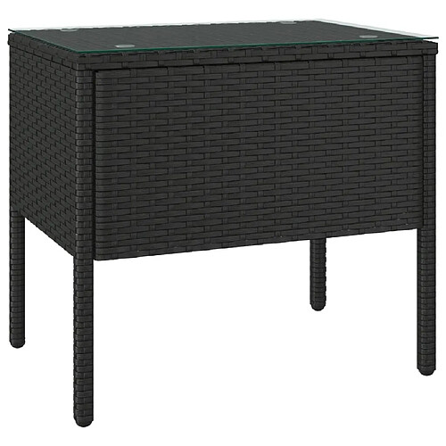 Maison Chic Table d'appoint | Table Basse noir 53x37x48 cm poly rotin et verre trempé -GKD13327