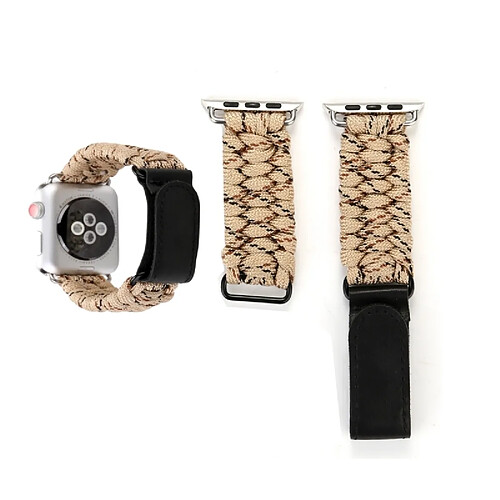 Wewoo Bande de montre-bracelet en nylon avec corde de parapluie en cuir véritable boucle en acier inoxydable pour Apple Watch série 3 & 2 & 1 38mm or