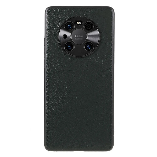 Coque en TPU + cuir véritable texture litchi vert foncé pour votre Huawei Mate 40 Pro