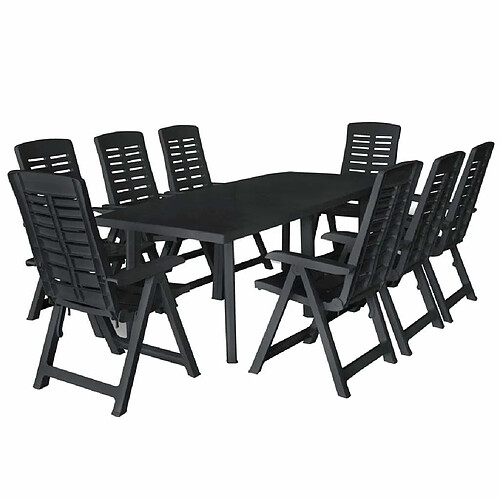 Salle à manger de jardin 9 pcs,Table et chaise à dîner Plastique Anthracite -MN11573