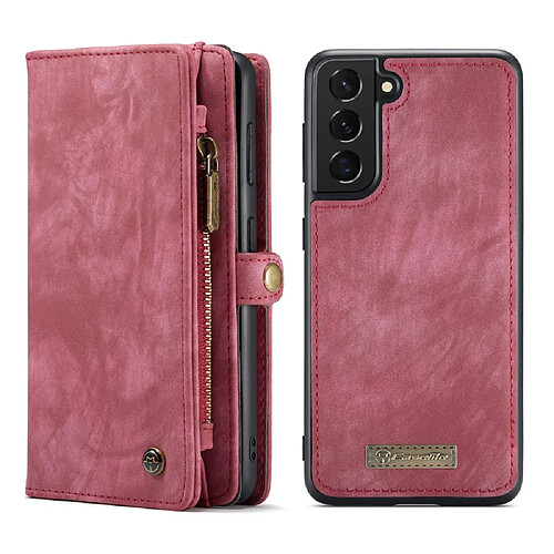 Caseme Etui en PU + TPU Multi-fonction Split 2-en-1 avec support rouge pour votre Samsung Galaxy S21 FE