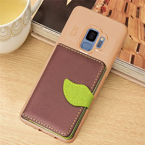 Wewoo Housse en cuir magnétique de style feuille pour Galaxy S9, avec porte-monnaie & fentes cartes & & cadre photo marron