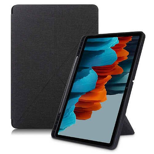 Etui en PU avec support origami noir pour votre Samsung Galaxy Tab S7 FE T736