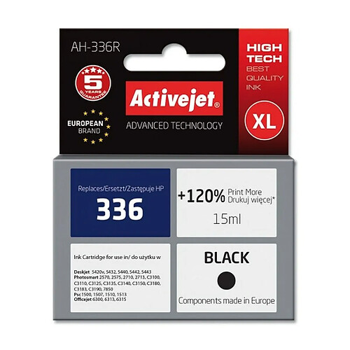 Activejet? Cartouche d'encre originale Activejet AH-336R Blanc Noir