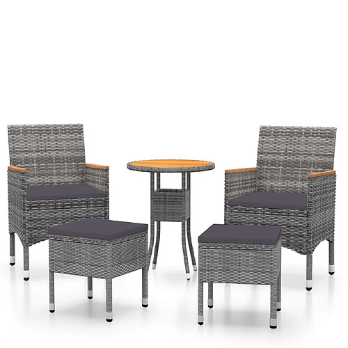 Maison Chic Salon de jardin 5 pcs | Ensemble de Table et chaises | Mobilier d'Extérieur Résine tressée Gris -GKD75862