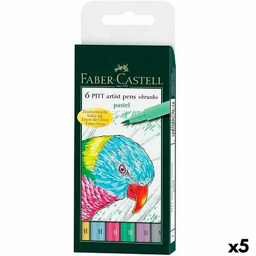 Ensemble de Marqueurs Faber-Castell Pitt Artist Coffret Gâteau 5 Unités