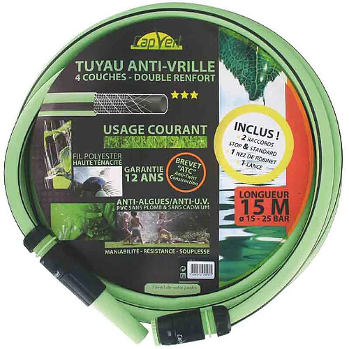 Capvert CAP VERT - Batterie tuyau tricoté 4 couches renforcé équipé 15mm - 15m